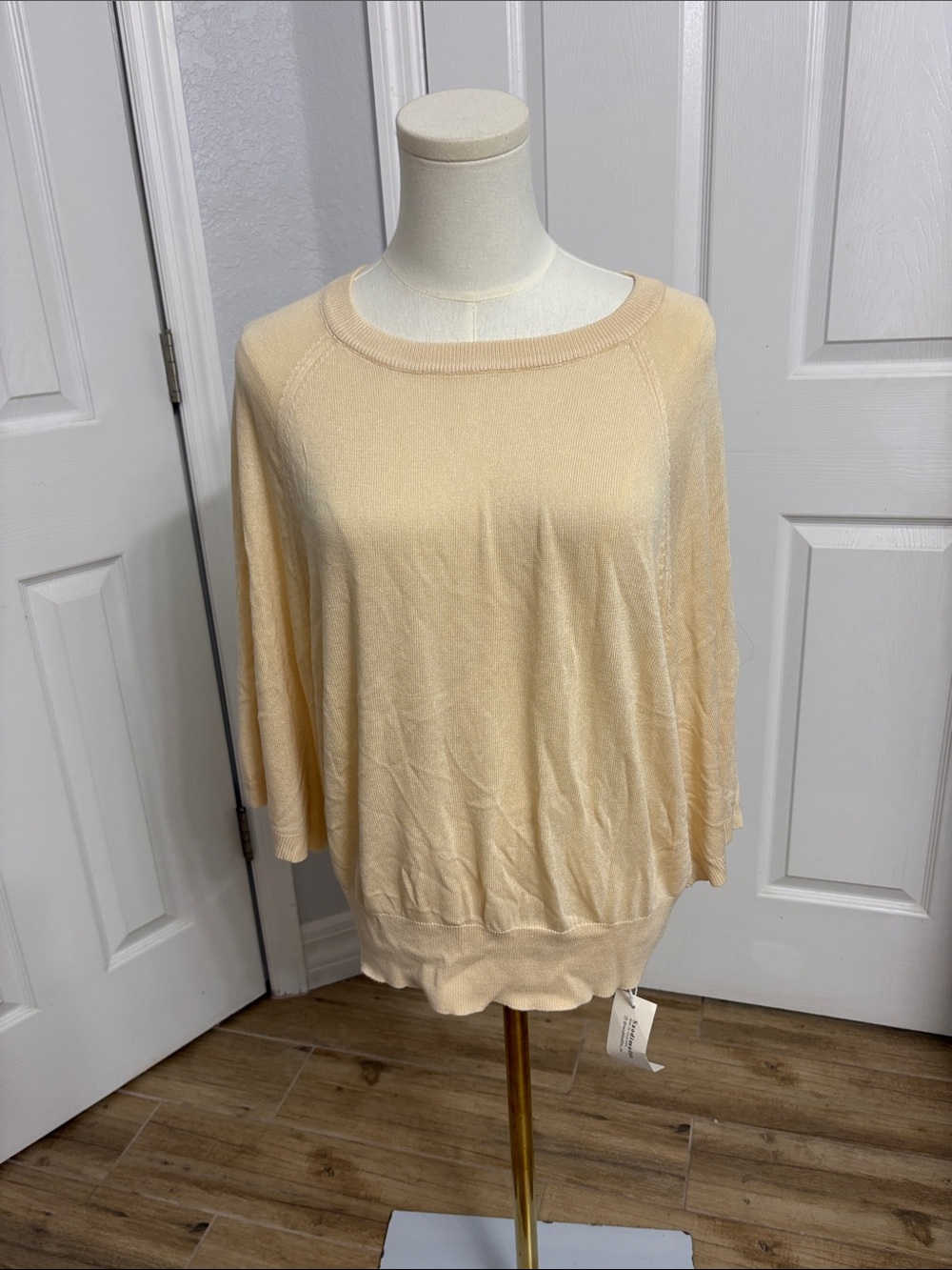 Light Apricot colored Women's Boatneck Lightweight Knit Sweater
